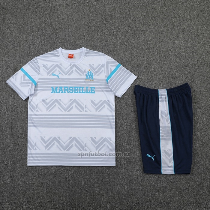 Chandal del Olympique Marsella Manga Corta 2022-2023 Gris - Pantalon Corto